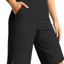 G Gradual Women's High Waisted Swim Board Shorts 11" Knee Length Beach Swimming Long Shorts for Women with Pockets Liner (Black)