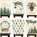 6 Pcs Christmas Chair Covers Winter Wonderland Chair Back Covers Vintage Xmas Seat Slipcovers Washable Winter Dining Room Seat Protector for Home Hotel Kitchen Decorations
