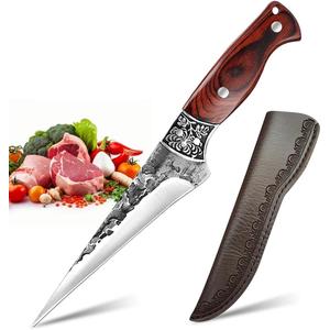 DAXXIN Meat Cleaver,Cleaver Knife, 5. Inch Kitchen Knives Butcher Boning Knife Hand Forged Wooden Handle Utility Chef Slicing Fish Fruit Steak Cleaver Meat