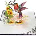 CUTPOPUP Mothers Day Card Pop Up, 6x8in. Humming Bird 3D Pop-up Greeting, Birthday Card for Women, Wife, Grandma, Daughter, Mom & All Occasions (Hummingbird Sunflower)