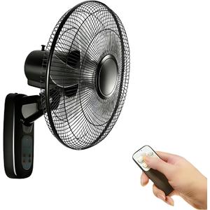 Aottop 16 inch Wall Mount Fan with Remote Control - 3-Speed and 3 Modes, Timer Function, Adjustable Head, Oscillating Fan for Home and Office - Black