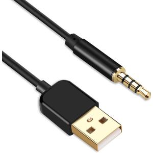 AGPTEK 3.5mm Jack Charge Cable, Male to USB 2.0 Data Sync & Charger Cable for MP3 / MP4 Players, Recorders, and Other Portable Devices, Gold-Plated, 0.8m / 2.6 feet, Black