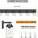IZORRO Bathroom Vanity Light Fixture, 6-Light 46 Inch Matte Black Bathroom Light Fixtures Over Mirror, with Clear Glass Shade, Modern Farmhouse Vanity Lights, Rustic Restroom Lighting Fixtures