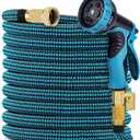 100 ft Expandable Garden Hose - Kink Free Flexible Water Hose 100ft with 10 Pattern Spray Nozzle, 3/4 Solid Brass Connectors, Retractable Latex Core - Lightweight Expanding Hose