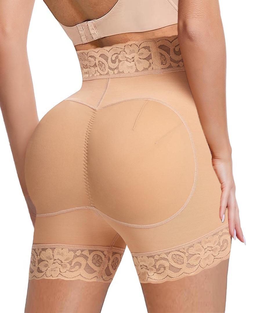 Ganado Butt Lifting Panties Padded Underwear for Women Booty Lifting Shapewear Butt Lifter Hip Pads Enhancer (Beige, XX-Large) (XXL)