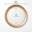 Hafyow Gold Glass Charger Plates, Set of 4, 13 Inch Round Clear Chargers for Dinner Settings with Bottom Foil Accent for Wedding Party Table Decor