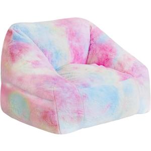 Cvortll Bean Bag Chairs for Kids, 27" Modern Rainbow Colors Beanbag Sofa with Sponge Filling & Comfy Soft Faux Fur, Kids Teens Bean Bags Chair Sofa for Bedroom, Living Room (Colorful)