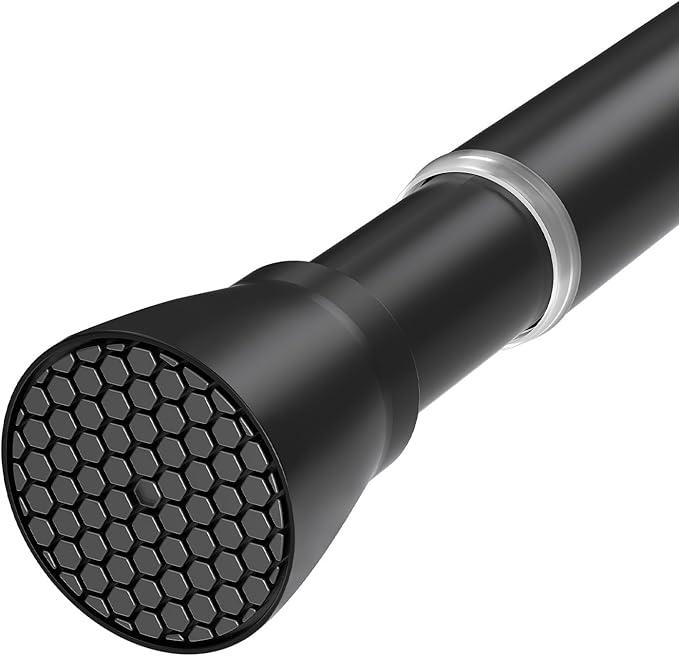 QINGYUN Black Tension Curtain Rod 28 to 48 Inch Spring Rod No Drilling Adjustable Shower Curtain Rod for Windows, Bathrooms, Closet, Kitchen