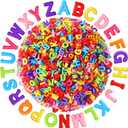 Augshy 700Pcs Large Letter Beads Colorful Plastic A-Z Mixed Alphabet Shape Beads for Jewelry Making Bracelets Necklaces Key Chains Shoelaces Crafts Party Decor(9x12mm)
