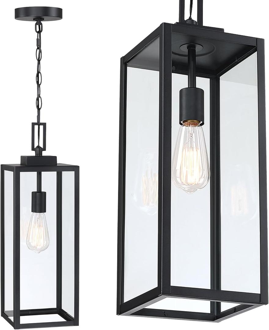 21.5 in Large Size Front Porch Pendant Light Fixture - Outdoor Hanging Light for Patio Entrance Porch Hanging Lantern Exterior Pendant Front Door, E26 Base