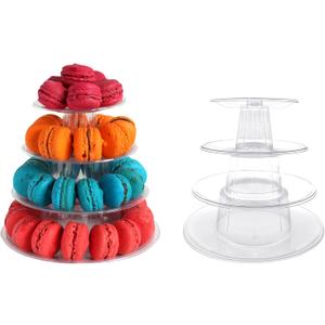 2 Set 4 Tier Macaron Display Stand Round Macaron Tower Cake Stand Dessert Cupcake Stand Cookie Tray Rack Desserts Display for Wedding Birthday Party Baby Shower Bakery Decor