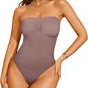 Nebility Strapless Shapewear Bodysuit for Women Thong Body Shaper Tummy Control Seamless Tank Top Leotard (Large, Umber)