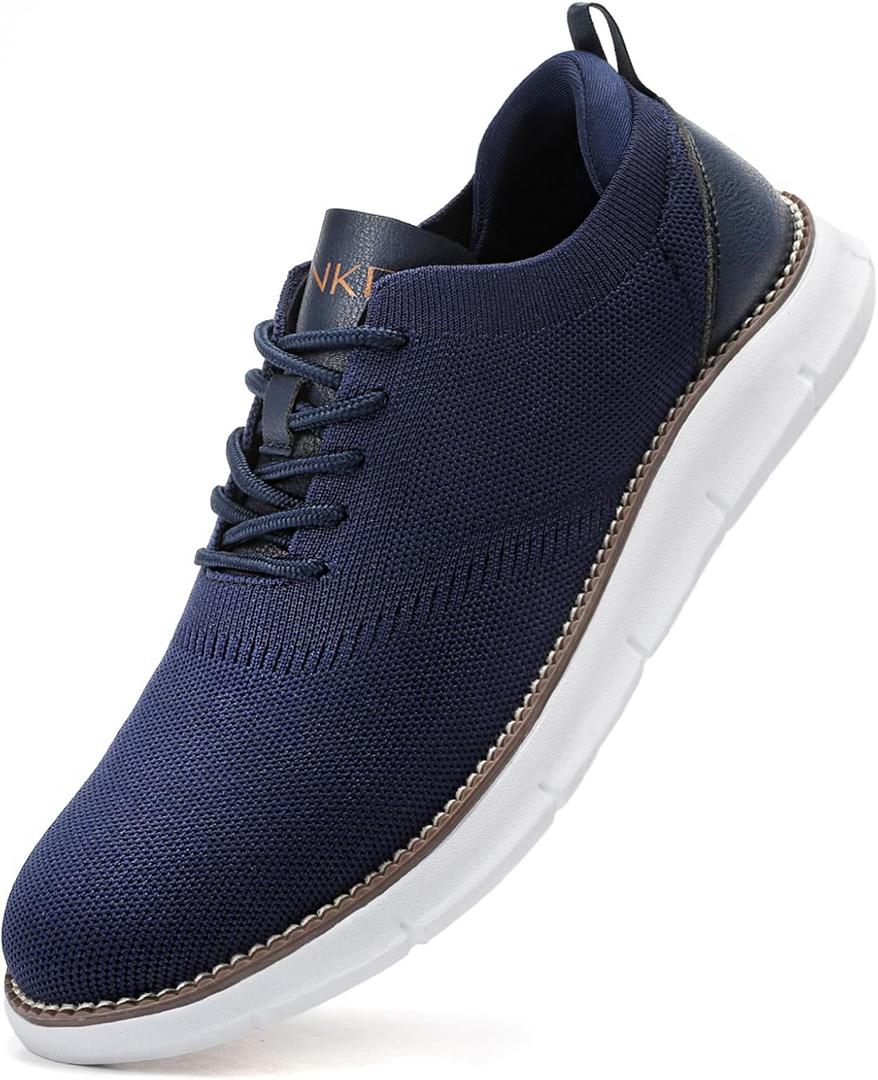 Men's Mesh Dress Shoes Casual Business Lace Up Oxford Sneakers Lightweight Breathable Walking Shoes Comfortable Thick Sole Tennis Footwear (8, Blue-1)