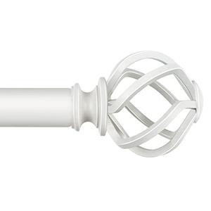 KAMANINA White Curtain Rod for Windows 66 to 120 Inch(5.5-10ft), 1 Inch Heavy Duty Curtain Rods 32 to 120, Long Decorative Single Drapery Rods, Twisted Cage End