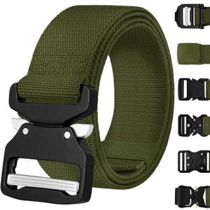 TECEUM Tactical Belt  Heavy-Duty & Quick Release  Military, Work, Rigger, Duty & Utility Belt for Men (Buckle 7 - Green)