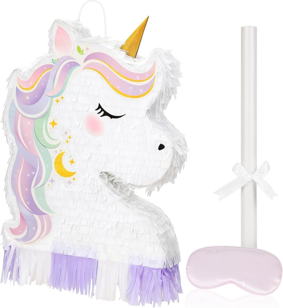 Cozystar Unicorn Piñata for Girls Birthday Party - 16.5" Pinata Set with Stick & Blindfold - Fairy Theme Party Supplies Indoor & Outdoor Game Decoracion