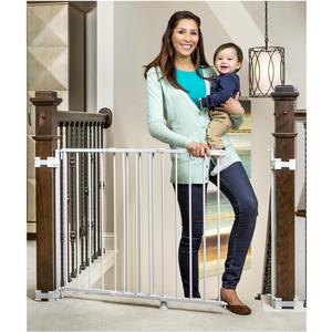 Regalo 2-in-1 Stairway and Hallway Wall Mounted Baby Gate, Bonus Kit, Includes Banister and Wall Mounting Kit (White)