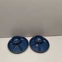 Unbreakable Divided Plates for Adults Portion Control Plates Set of 2 Dark Blue Round Plastic Dinner Plate 9 Inch for Camping Outdoor or Every Day Use