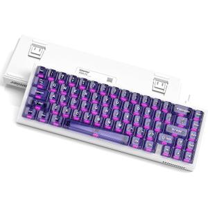 dagaladoo M68 HE V2 60% Wired Gaming Magnetic Keyboard with Adjustable Actuation, Hall Effect Gaming Keyboard Rapid Trigger, RGB HotSwap Custom Mechanical Keyboard, Purple Jelly keycaps trasparent