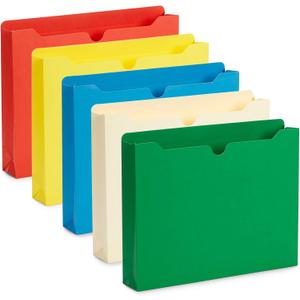 Blue Summit Supplies 2 Inch File Jackets, Expandable Folders, Heavy Duty 2 Inch Expansion Pocket File Folders Letter Size, Assorted Colors, Reinforced Straight Cut Tab,25 Pack