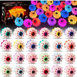 24PCS Halloween Light Up Eye Pop Ball, Halloween Party Favors for Kids, Halloween Toys for Trick or Treat, Goodie Bag Stuffers, Classroom Prizes