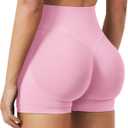 VOYJOY Women Workout Impact Shorts 2.5"/ 3.6"/ 4.5"/ 6" Scrunch Butt Lifting Gym Seamless Booty Biker Shorts (Pink, M)