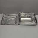 Tioncy 3 Set Stainless Steel Cake Pan with Lid 13/11/9 Inch Rectangle Sheet Baking Pan with Covers Bakeware with Lids for Cakes Breads Casseroles Fish Vegetables and More