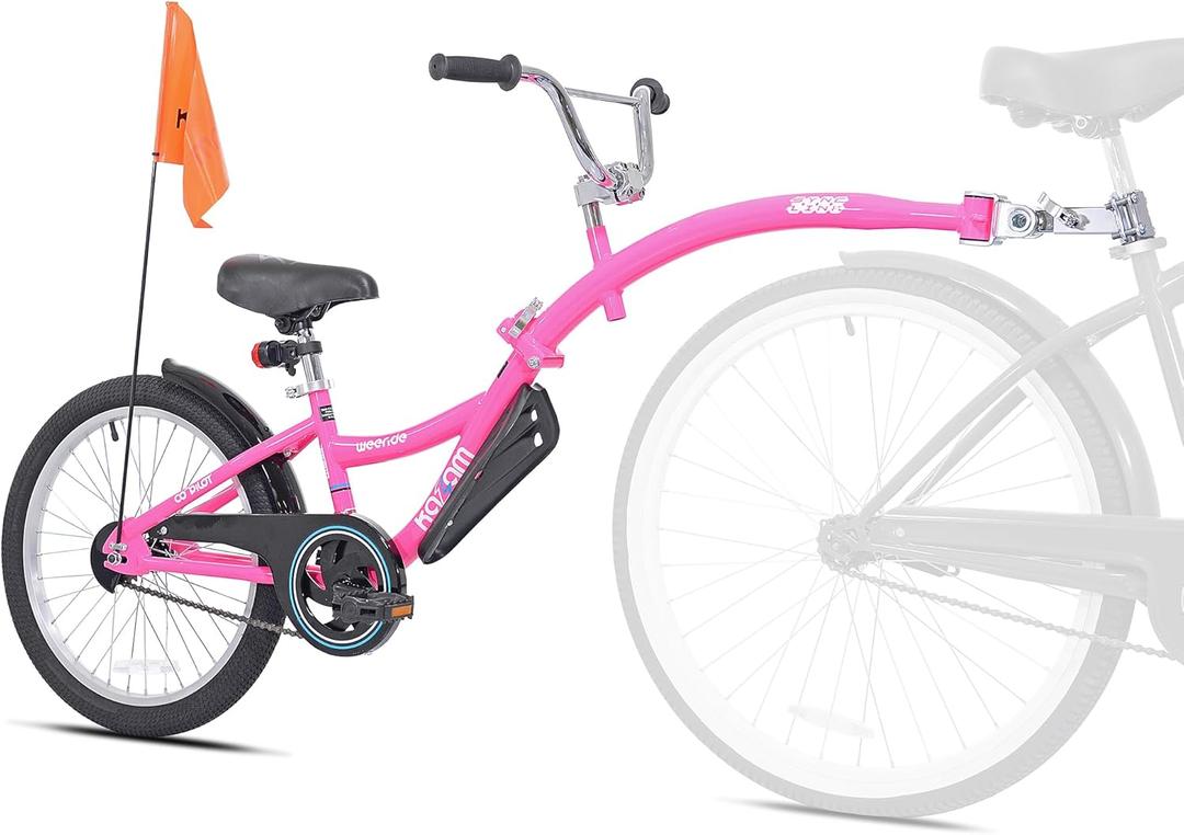 Co-Pilot Bike Trailer - 20 Inch Bike Trailer with Adjustable BMX Stem and Handlebar - Lightweight Aluminum Frame and Padded Saddle for Cycling - Perfect for Family Rides (Pink)