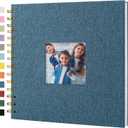 Hiwhy Scrapbook Photo Album Linen Cover, 8 x 8 Inch Hardcover Kraft White Pages Memory Book, for Travel Wedding Guest Book Christmas Baby Shower (20 Sheets/ 40 Pages,Blue)