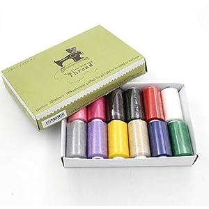 Sewing Threads Set All Purpose Polyester Thread Kit for Hand Sewing & Sewing Machine 12 Color, 382 yd/350m per Spool