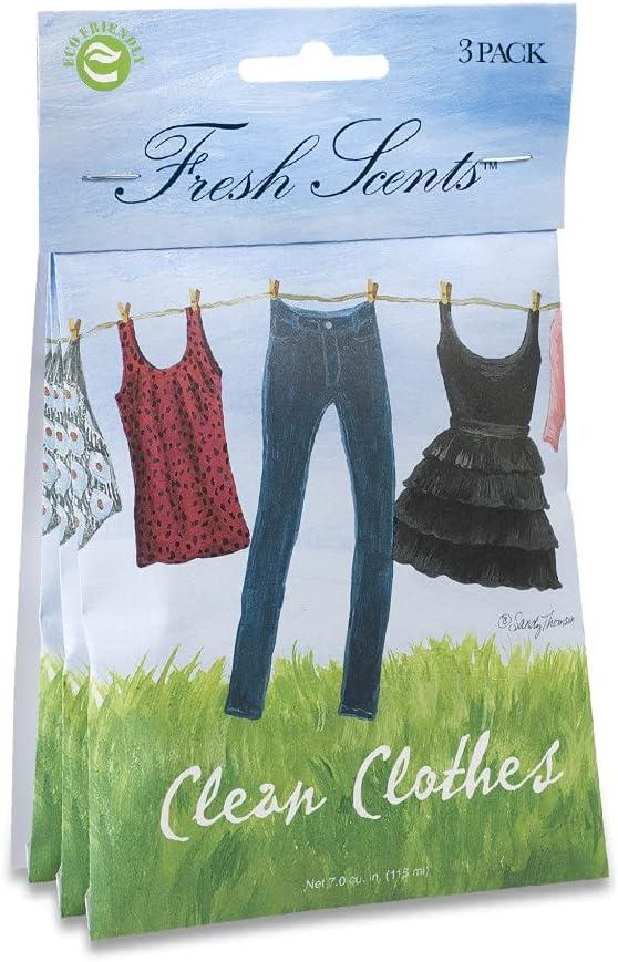 Willowbrook | Fresh Scents Scented Sachet Packet | Clean Clothes | Air Freshener Bags for Drawers, Closets, Cars | 3 Pack | Long Lasting Home Fragrance