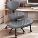 Cross Legged Office Chair with Wheels, Meditation Chair, ADHD Desk Chair for Adults, Adjustable Height Yoga Office Chair, Wide Criss Cross Chair with Lumbar Support, Kneeling Chair-Dark Gray