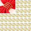 Lounsweer 100 Pcs Gold Napkin Rings Metal Round Holders Buckles for Napkins Weddings Table Serviette Receptions Banquet Birthday Christmas Party Decorations(Spiral)