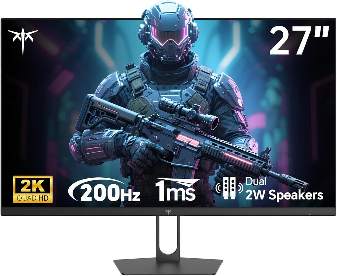 KTC 27 Inch Gaming Monitor - 2K QHD 2560 x 1440 Monitor, Up to 210Hz & 1ms, Bulit-in Speakers, Adaptive Sync, HDR400, 131% sRGB, IPS Monitors Gamer with HDMI 2.0 x 2 & DP1.4 x 2, H27T22C-3 (Black)