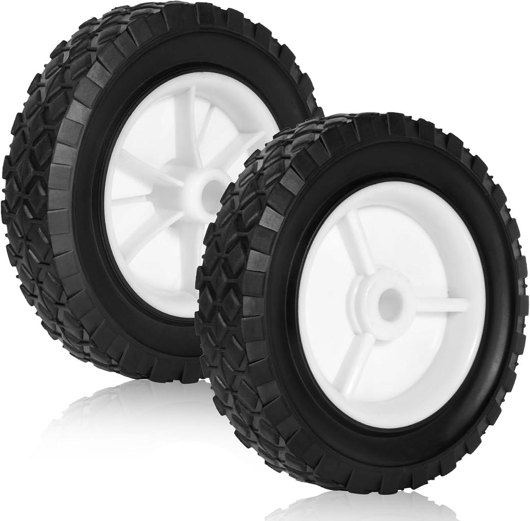 6 inch Heavy-Duty Rubber Wheels 2-Pack w/1/2 Bore, 1-1/2 Wide, 100LB Capacity - Fits Oregon 72-106, Craftsman, MTD, Radio Flyer, BBQ CartsWhite