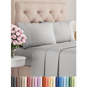 King Size 4 Piece Sheet Set - Comfy Breathable & Cooling Bed Sheets Set - Hotel Luxury Bedding for Women, Men, Kids & Teens - Deep Pockets, Easy-Fit, Super Soft & Wrinkle Free - Oeko-Tex - French Grey