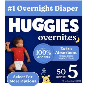 Huggies Overnites Size 5 Overnight Diapers (27+ lbs), 50 Ct, Packaging May Vary