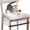 4 Pack Plastic Seat Covers, Plastic Chair Covers for Dining Room Chairs, Stain, Water and Kitty Scratch Resistant Clear Pvc Chair Protector with Adjustable Strap for Most 18" - 20" Standard Chair