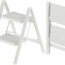 2 Step Ladder, Folding Step Stool with Anti-Slip Wide Pedal, Anti-Slip Feet, Sturdiest Steel Construction, 330lbs Capacity Steel Ladder for Home and Office, White