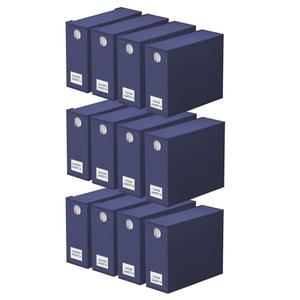 SpaceAid 12 Pack Bed Sheet Organizers and Storage, Foldable Linen Closet Organizer, Set Folder Keeper With Window XL (Queen & King Size) Bedding Container (Navy Blue)