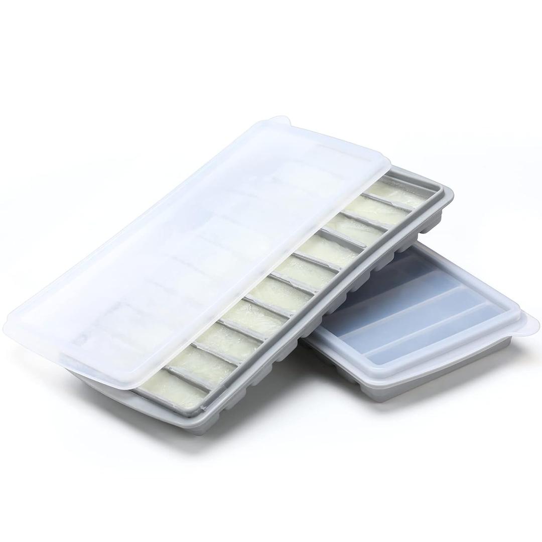 Eaasty 2 Pieces Breastmilk Storage Container Baby Food Milk Silicone Freezer Trays with Lid Breastmilk Freezer Tray Organizer Ice Trays Silicone Storage Bag Tray 10-1 oz Bars(Gray)