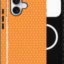 Magnetic Case for iPhone 16, Compatible with MagSafe, Aesthetic Polka Dot Cute Design for Women, Hybrid 2-Layer Hard Shell Phone Cover, Orange