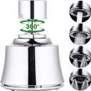 Faucet Sprayer Attachment with 2 Ball Joint, Big Angle Swivel Kitchen Sink Faucet Head Replacement, 4 Spray Models, 55/64-27UNS Famale Thread, Male Thread Adapter Included, Polished Chrome