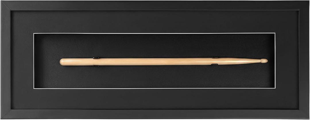 Lineshading Universal Drumstick Display Frame Set 239 Inch Black Frame with Matting Drumstick Wall Mount Display Case, UV Protection, Black White Trim