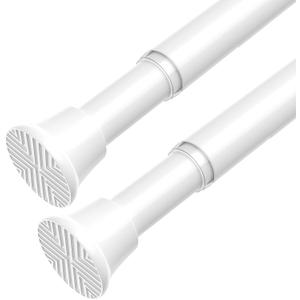 AIZESI 2 Pack Spring Tension Curtain Rod 23-46 Inch Adjustable Curtain Rods No Drilling White Tension Rods for Window, Doorway, Kitchen, Closet Storage
