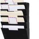 Wallniture Lisbon Wall Mounted File Holder Organizer, 5-Tier Metal Office Organization and Storage Rack, Wall Mount File Holder, Magazine Holder and Office Decor, Black
