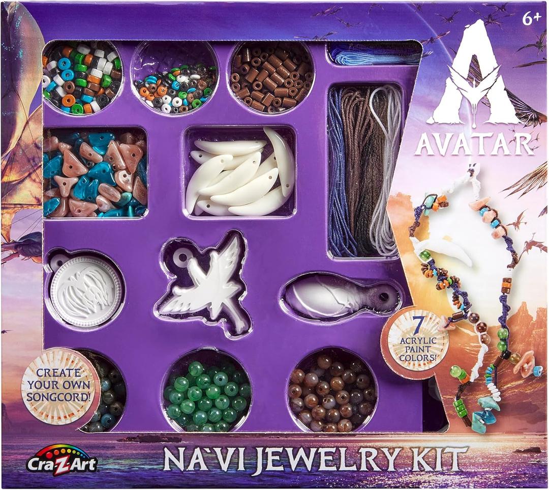 Cra-Z-Art Avatar Navi Jewelry Making Kit, Make Your Own Bracelets, Necklaces & Songcord, Beads, Charms, Threads & Paints, Creative Craft Kit for Kids Ages 6+