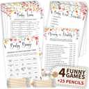 Woodamore Funny Baby Shower Games For Girl - Floral Baby Shower Bingo Cards For 25 Guests, Word Scramble Trivia Mommy Or Daddy Game, Wildflower Baby Shower Decorations Ideas