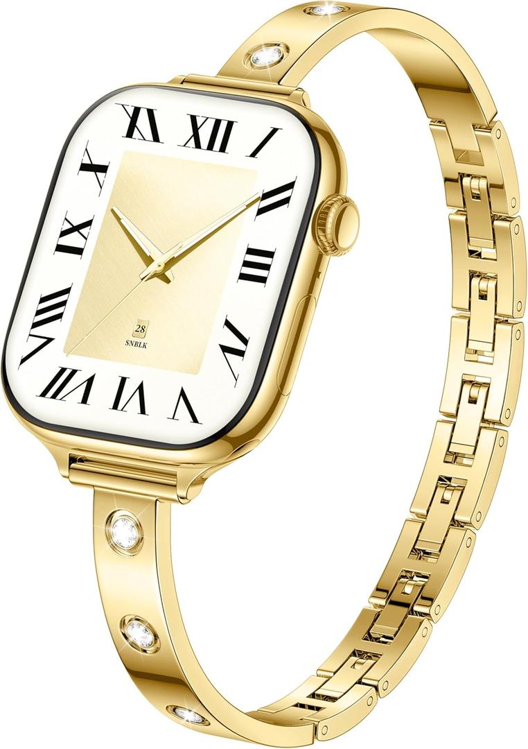 Bling Diamond Band Compatible with Apple Watch for Women 40mm 42mm 41mm 38mm 44mm 45mm 46mm, Slim Sparkly Bracelet Dressy Metal Strap with Jewelry Crystal for iWatch Series 11 SE 10 9 8 7 6 5 4 3 2 1