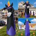 Spooky 10FT Halloween Inflatables Headless Grim Reaper with Flame LED Lights Carving Eyeball from Skull Holiday Blow Ups for Ultimate Halloween Yard Lawn Decor